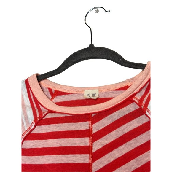 We the Free Prepster  striped short sleeved teeshirt  in coral combo - Picture 8 of 9